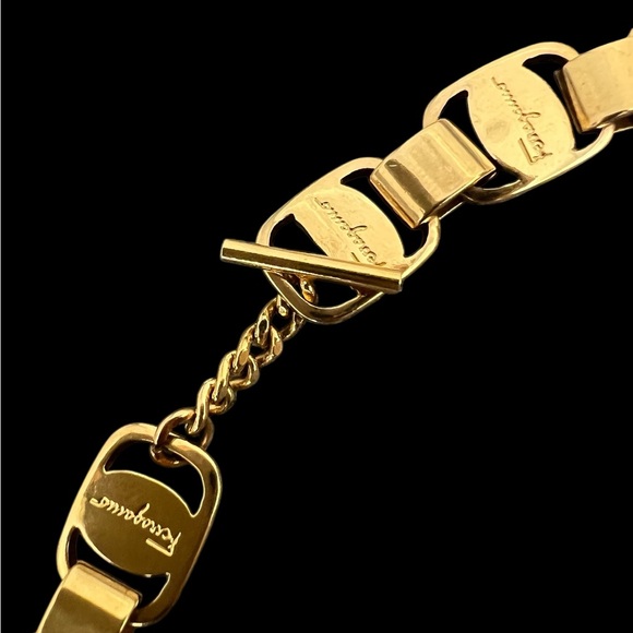 SALVATORE FERRAGAMO Vintage Gold Plated Vara Necklace - Picture 8 of 14